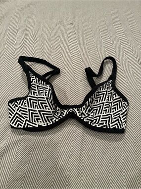 Freya Black & White Geometric Underwire Swimwear Top - Size 28DD
